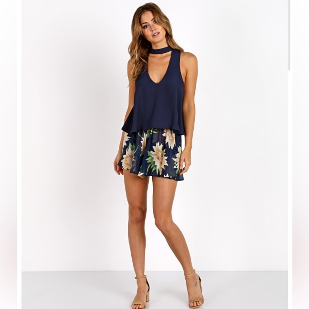 Show Me Your Mumu- Casey Collar Top- Rich Navy- Size Large